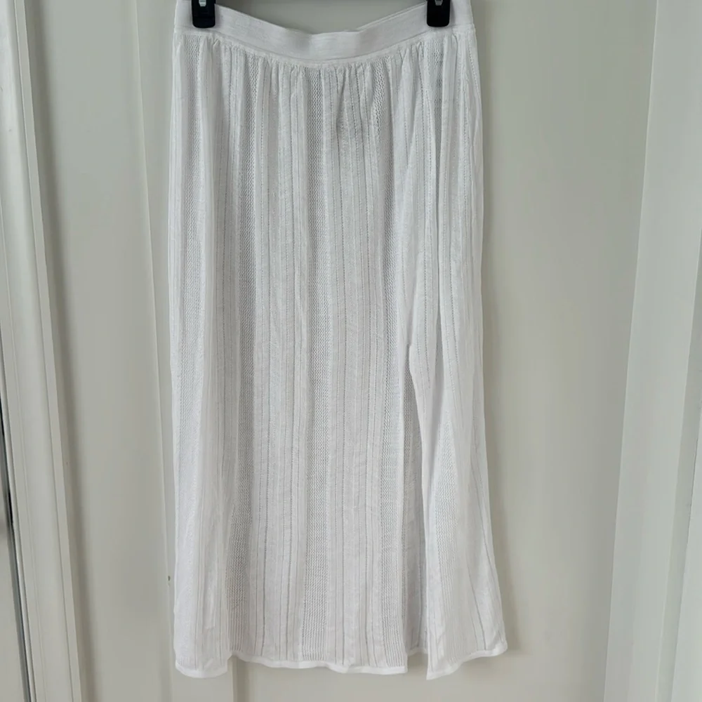 NWT Knitss Jay SLIT DETAILED WHITE POINTELLE KNIT SKIRT SIZE M